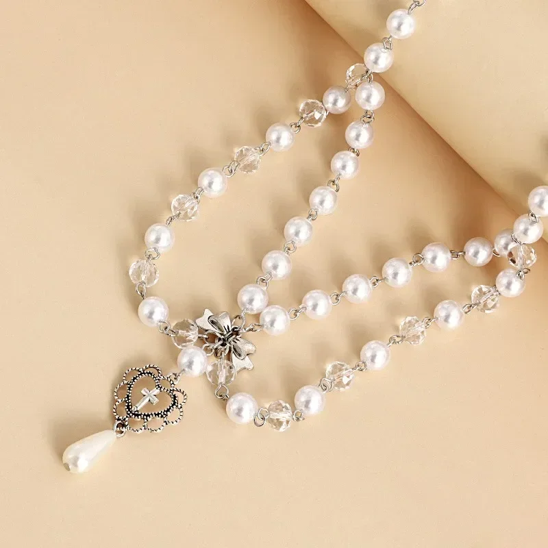 Punk Crosses Pendant Necklace  - Pearl Choker Necklace Vintage recension och pris