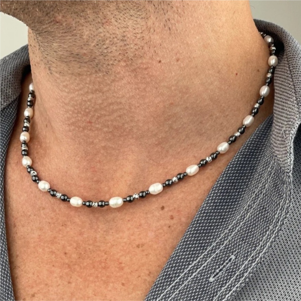 Retro Black Natural Stone Baro - Pearl Choker Necklace Vintage recension och pris