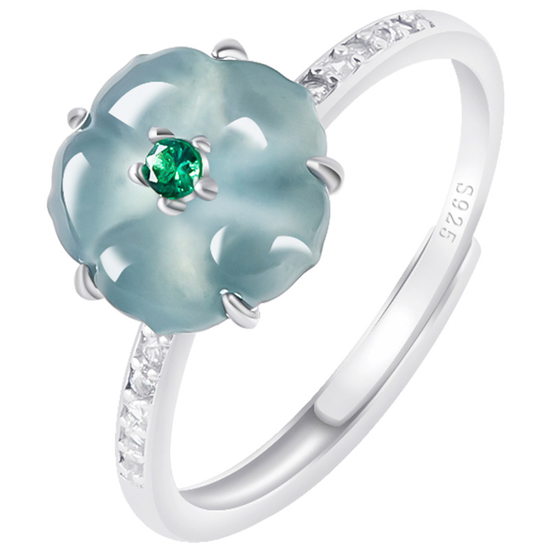 Blue Burmese Jadeite Flower Ri - Rings recension och pris