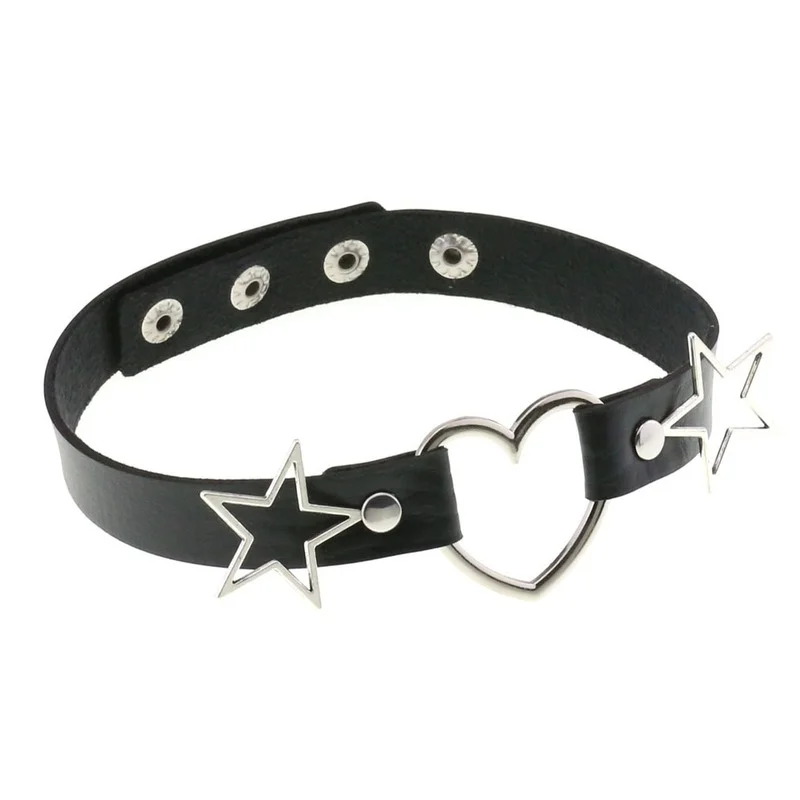 Decopunk Punk PU Leather Heart - Goth Punk Spike Choker recension och pris