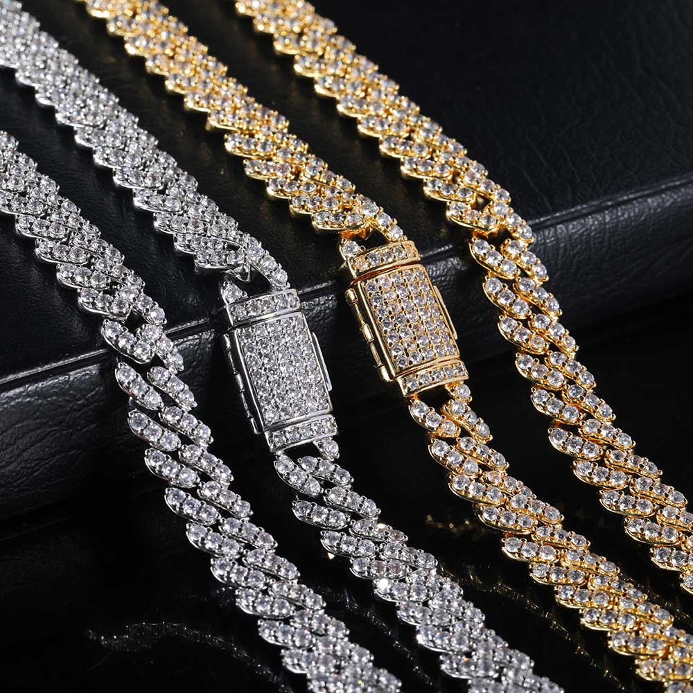 8MM1Row Zircon Women's Necklac - Cuban Link Chain 12Mm recension och pris