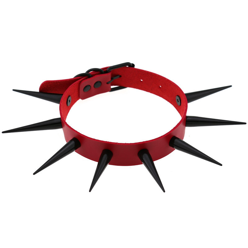 Red Long Spike Choker Punk Col - Goth Punk Spike Choker recension och pris