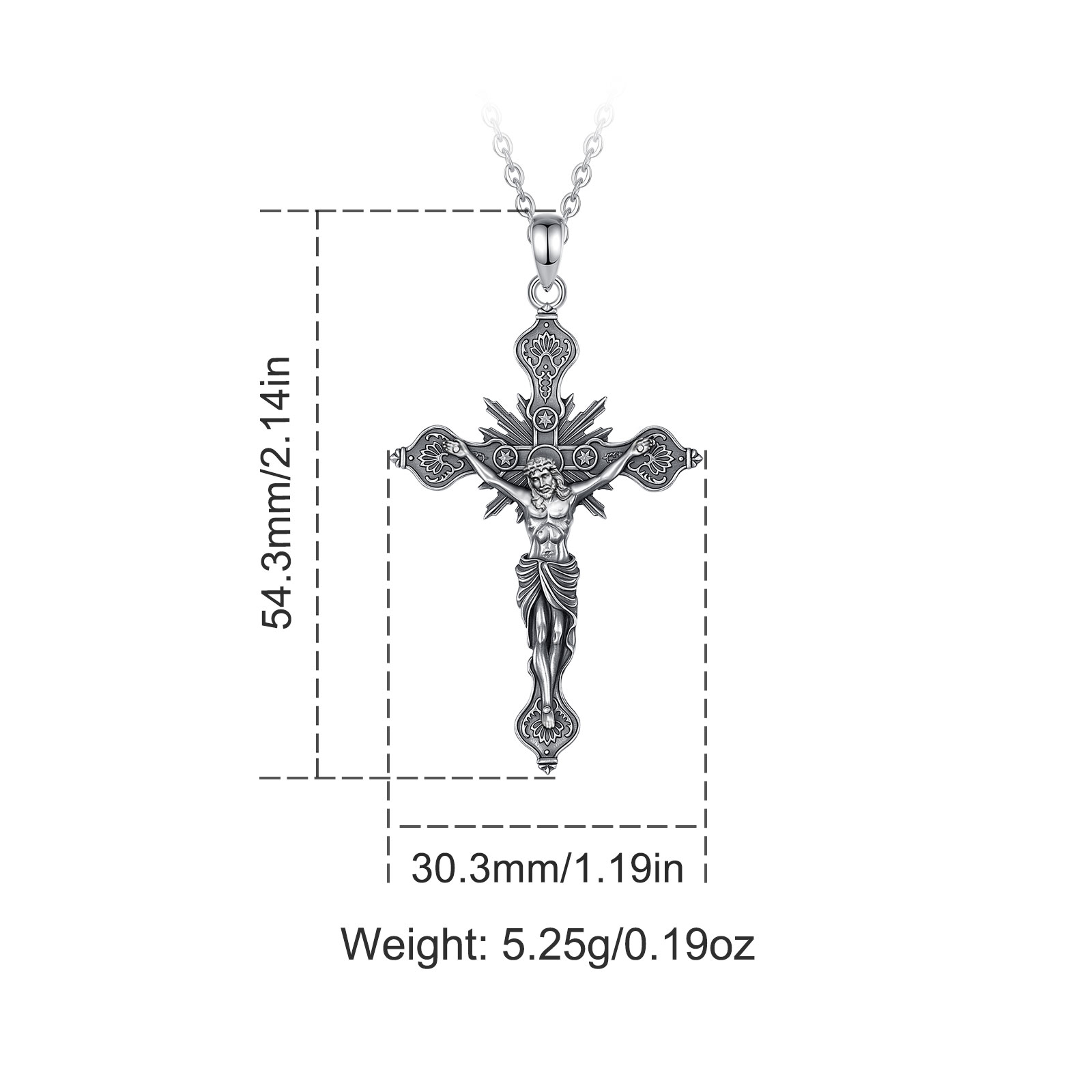 Eudora New Crucifix Cross Neck - 925 Sterling Silver Chain Necklace Men recension och pris