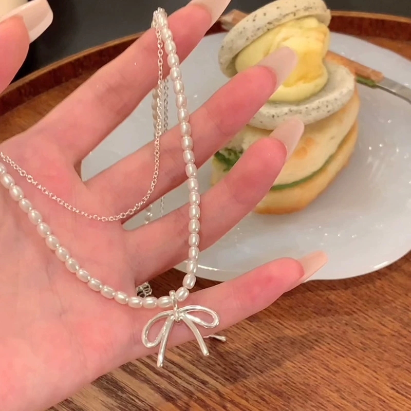 Fashion Vintage Bowknot Pendan - Layered Pendant Necklace Aesthetic recension och pris