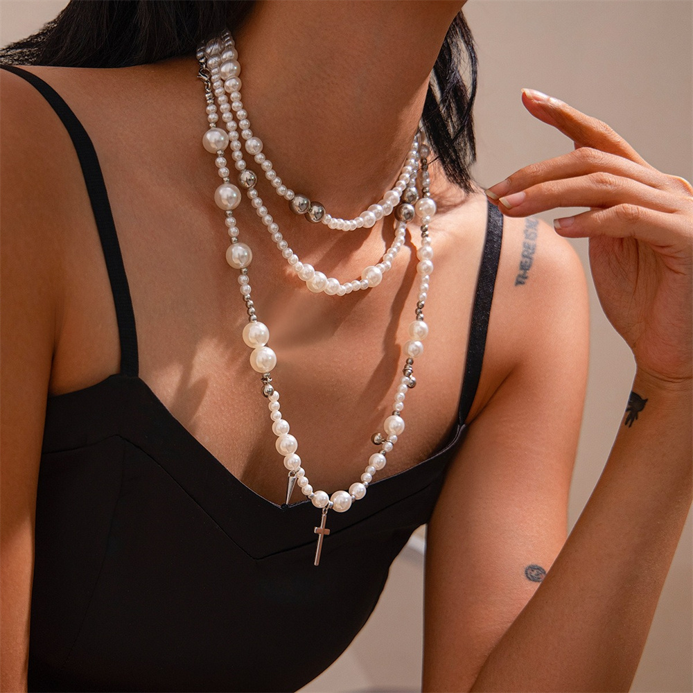 Multi-layer Imitation Pearl Be - Layered Pendant Necklace Aesthetic recension och pris