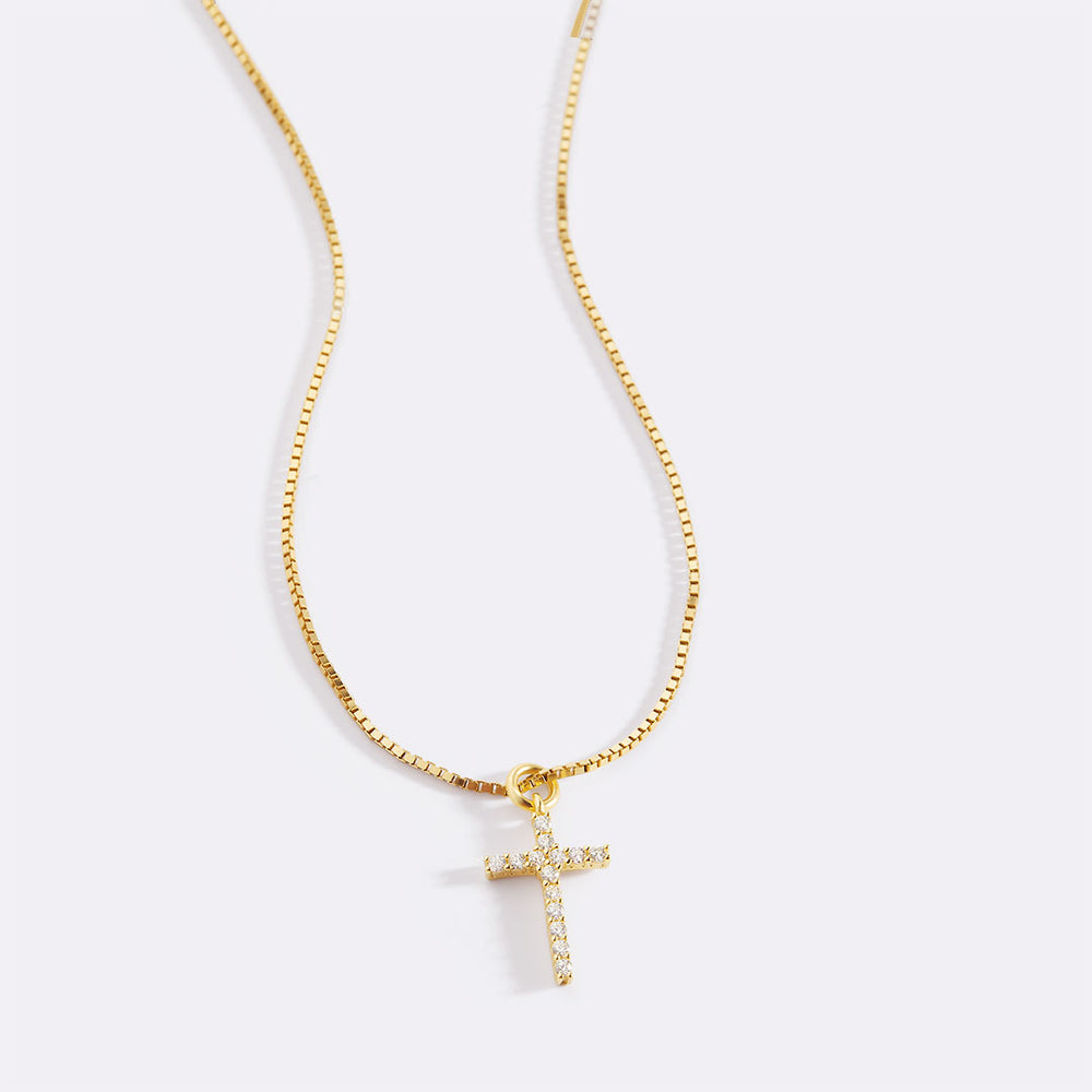 Diamond Pave Cross Necklace Cu - Cross Pendant Necklace Gold recension och pris