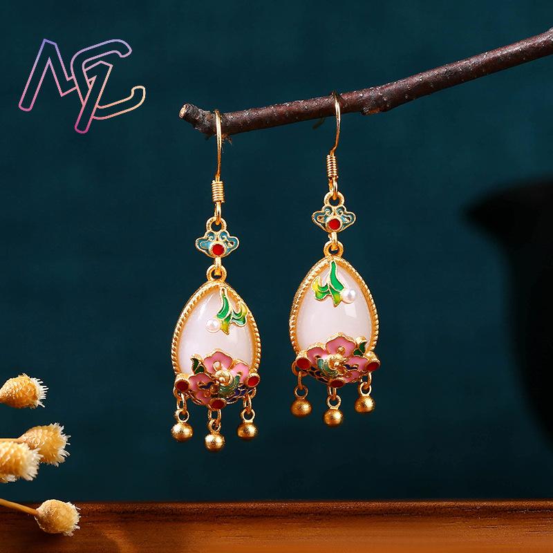 Natural Jade Flower Earrings C - Earrings recension och pris