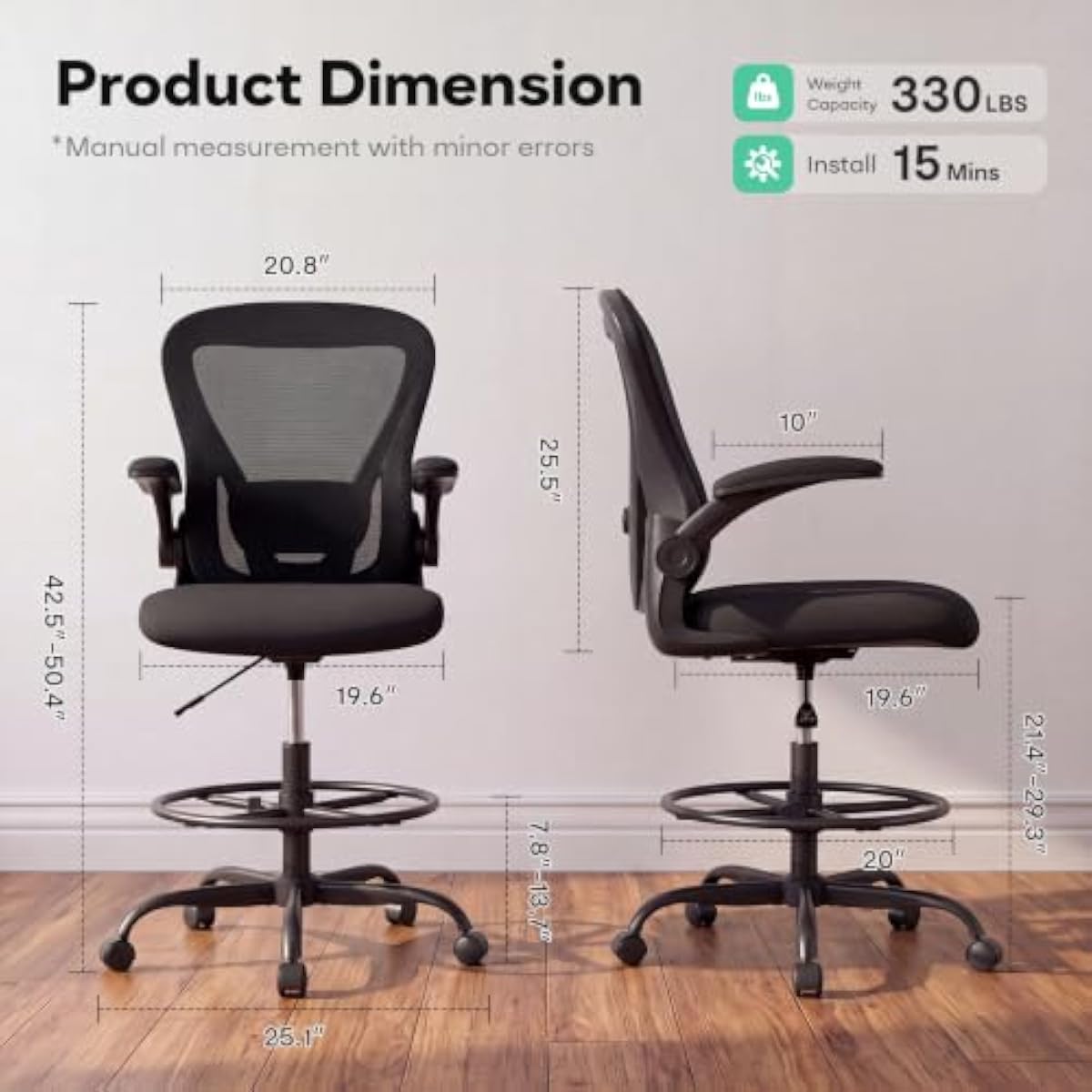 Ergonomic Tall Drafting Seat w - Rings recension och pris