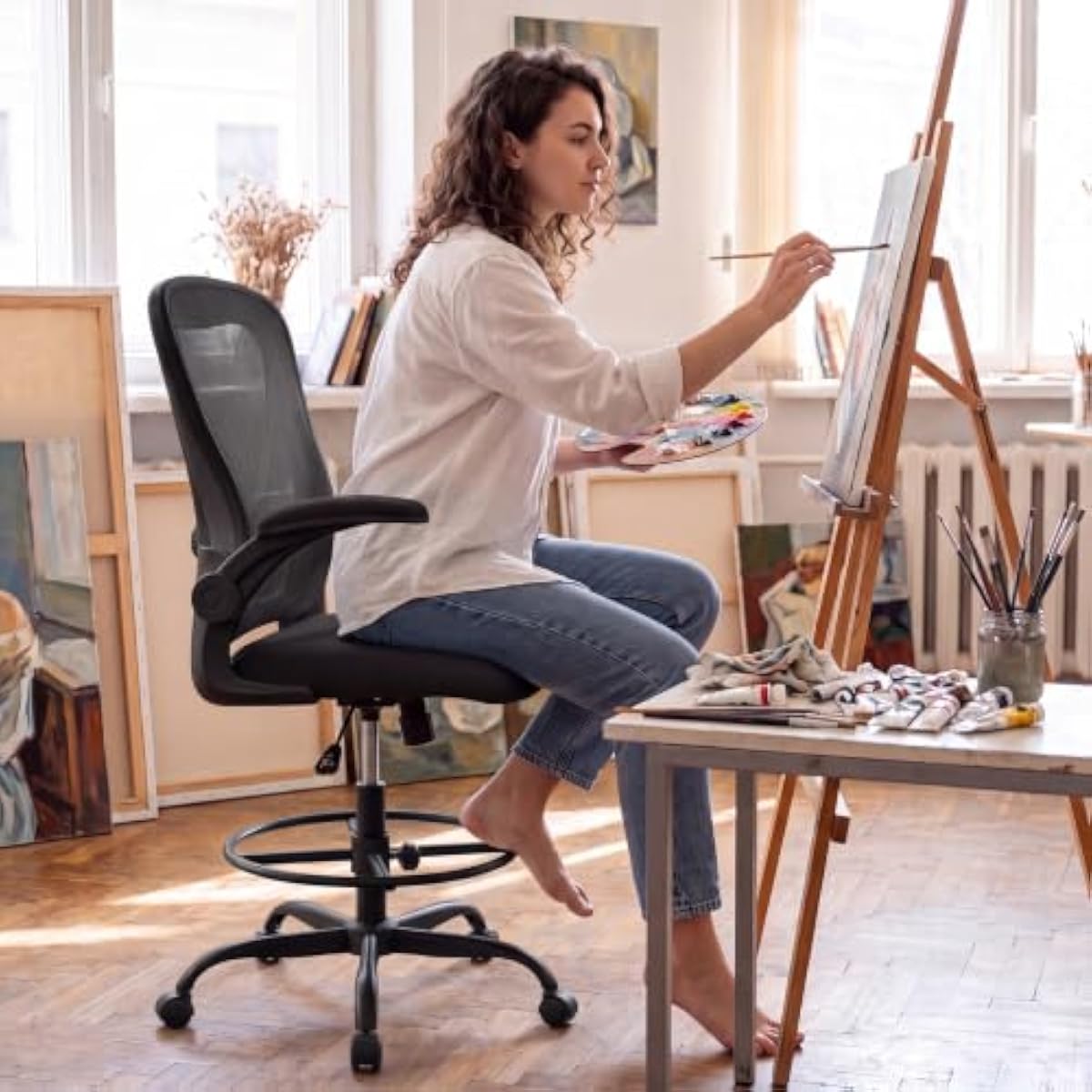 Ergonomic Tall Drafting Seat w - Rings recension och pris