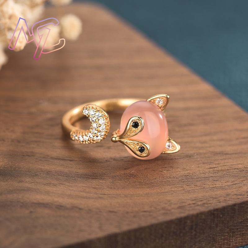 Pink Natural Jade Fox Rings Re - Rings recension och pris