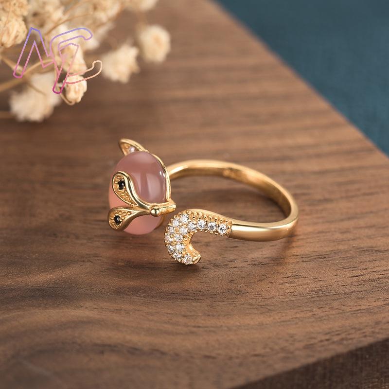 Pink Natural Jade Fox Rings Re - Rings recension och pris