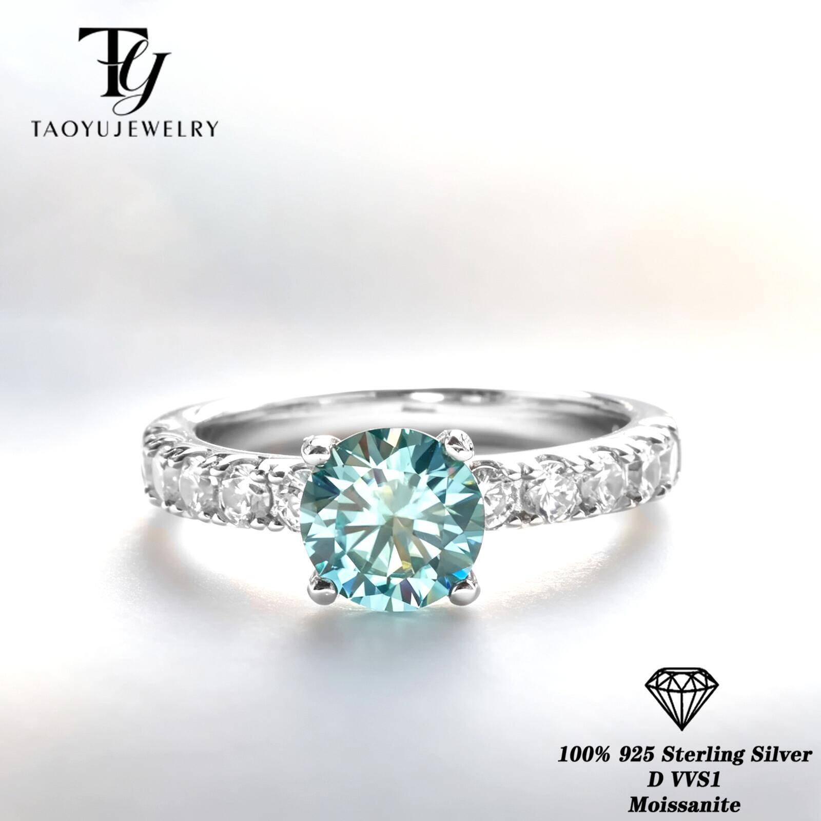 Classic 1 Carat Blue Color Moi - Moissanite Engagement Ring 1 Carat recension och pris